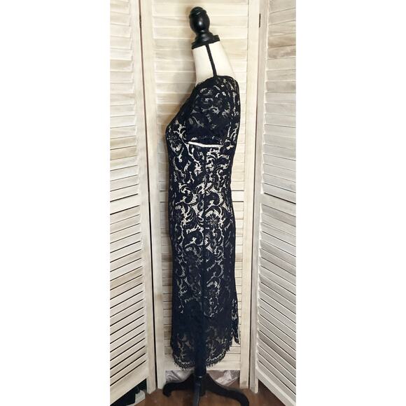 Lover The Label Black French Lace Sweetheart Midi Shift Dress 6 NWT - Picture 2 of 12